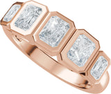 14K Gold Emerald Natural Diamond Bezel-Set Anniversary Band - 1 1/3 CTW - Rose Gold - view 5