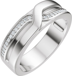 Platinum Round Natural Diamond Criss-Cross Band - 1/8 CTW