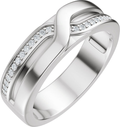 Platinum Round Natural Diamond Criss-Cross Band - 1/8 CTW
