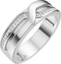 Platinum Round Natural Diamond Criss-Cross Band - 1/8 CTW