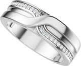 14K Gold Round Lab-Grown Diamond Criss-Cross Band - 1/8 CTW - White Gold - view 5