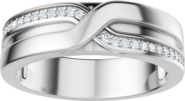 14K Gold Round Lab-Grown Diamond Criss-Cross Band - 1/8 CTW - White Gold - view 3