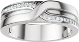 14K Gold Round Natural Diamond Criss-Cross Band - 1/8 CTW - White Gold - view 3