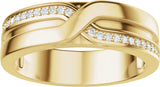 14K Gold Round Lab-Grown Diamond Criss-Cross Band - 1/8 CTW - Yellow Gold - view 3