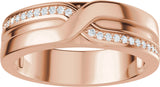 14K Gold Round Natural Diamond Criss-Cross Band - 1/8 CTW - Rose Gold - view 3