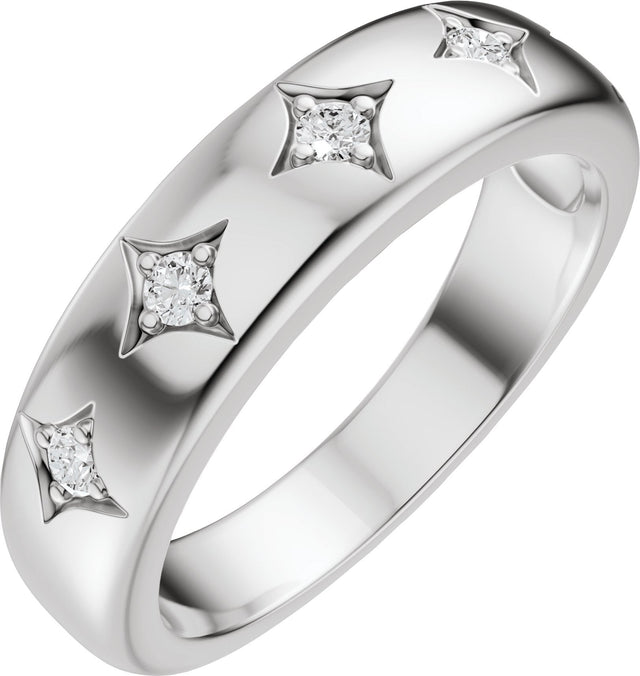 Platinum Round Natural Diamond Five-Stone Celestial Anniversary Band - 1/10 CTW