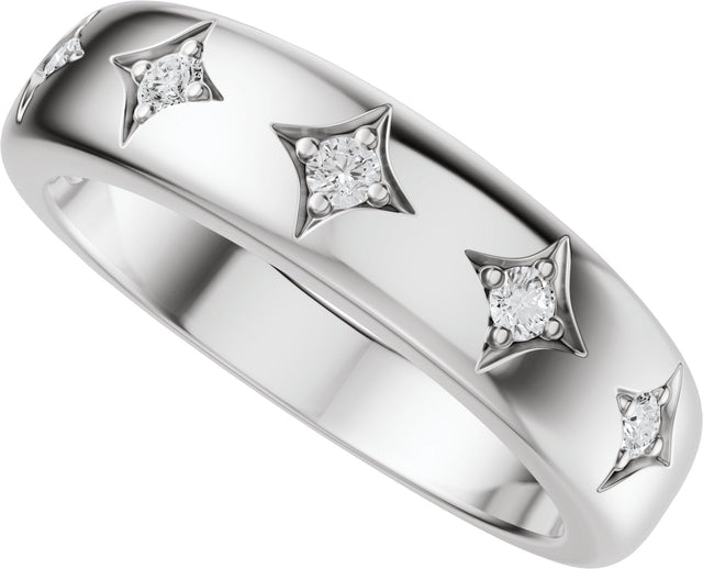 14K Gold Round Lab-Grown Diamond Five-Stone Celestial Anniversary Band - 1/10 CTW - White Gold - view 5