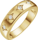 14K Gold Round Lab-Grown Diamond Five-Stone Celestial Anniversary Band - 1/10 CTW - Yellow Gold