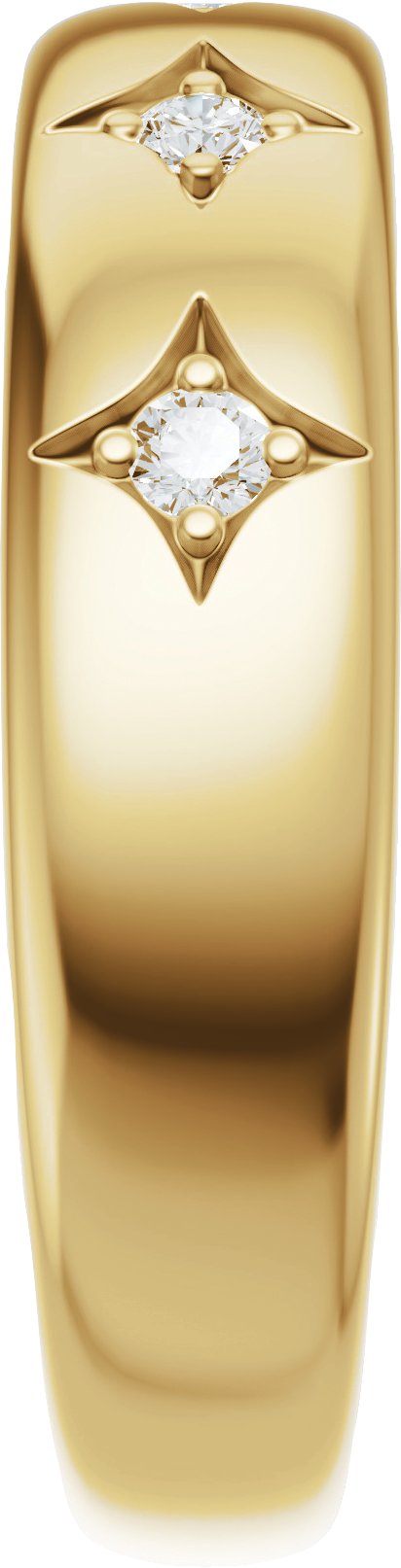 14K Gold Round Lab-Grown Diamond Five-Stone Celestial Anniversary Band - 1/10 CTW - Yellow Gold - view 4