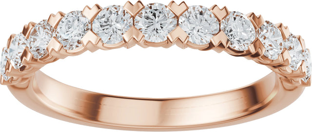 14K Gold Round Lab-Grown Diamond Low Profile Anniversary Band - 1/2-9/10 CTW - Rose Gold - view 8