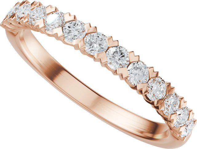 14K Gold Round Lab-Grown Diamond Low Profile Anniversary Band - 1/2-9/10 CTW - Rose Gold - view 10