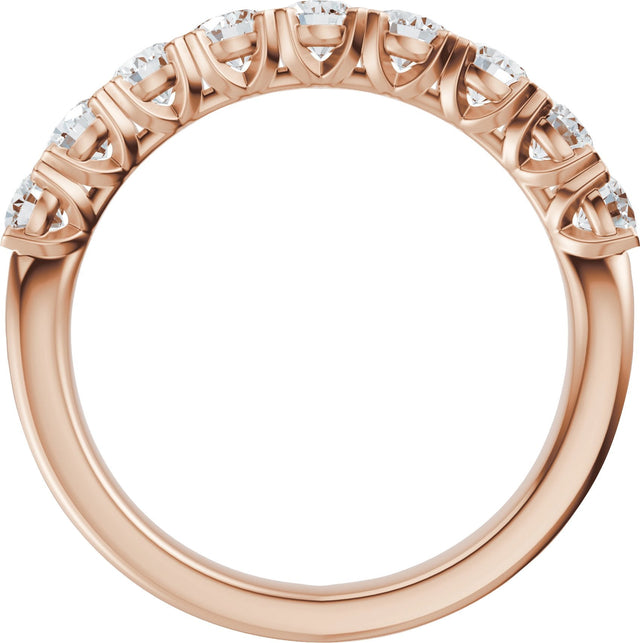14K Gold Round Lab-Grown Diamond Low Profile Anniversary Band - 1/2-9/10 CTW - Rose Gold - view 7