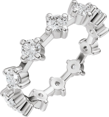 14K Gold Round Lab-Grown Diamond Eternity Band - 3mm Stones - White Gold