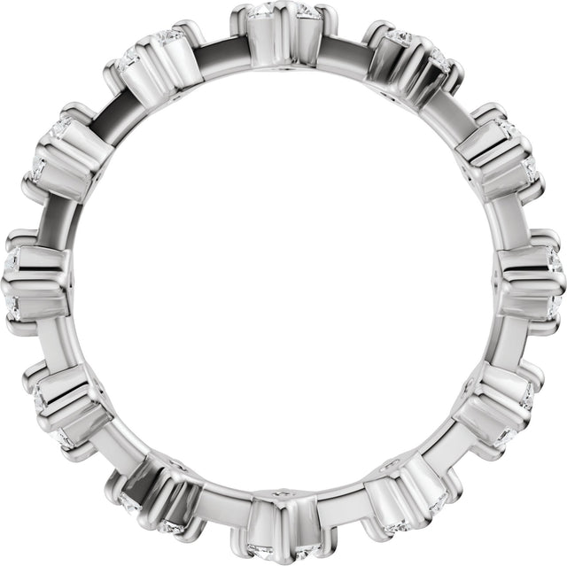 14K Gold Round Natural Diamond Eternity Band - 3mm Stones - White Gold - view 2