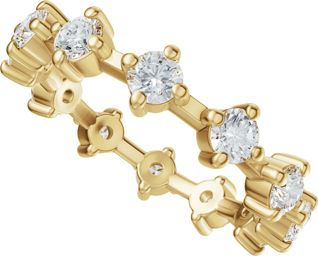 14K Gold Round Lab-Grown Diamond Eternity Band - 3mm Stones - Yellow Gold - view 5