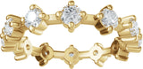 14K Gold Round Natural Diamond Eternity Band - 3mm Stones - Yellow Gold - view 3