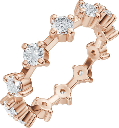 14K Gold Round Natural Diamond Eternity Band - 3mm Stones - Rose Gold