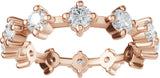 14K Gold Round Natural Diamond Eternity Band - 3mm Stones - Rose Gold - view 3