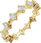 14K Gold Round Natural Diamond Eternity Band - 2.5mm Stones - Yellow Gold
