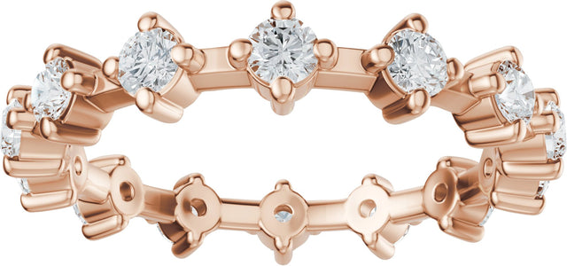 14K Gold Round Lab-Grown Diamond Eternity Band - 2.5mm Stones - Rose Gold - view 3