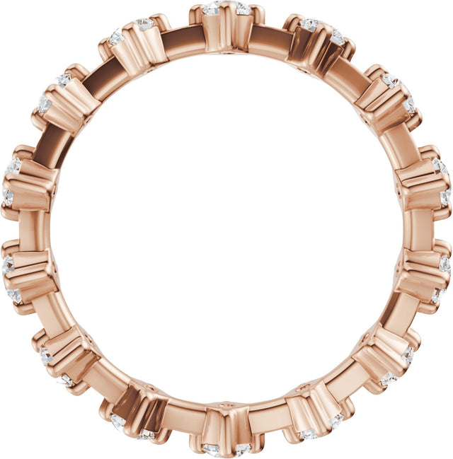 14K Gold Round Lab-Grown Diamond Eternity Band - 2.5mm Stones - Rose Gold - view 2