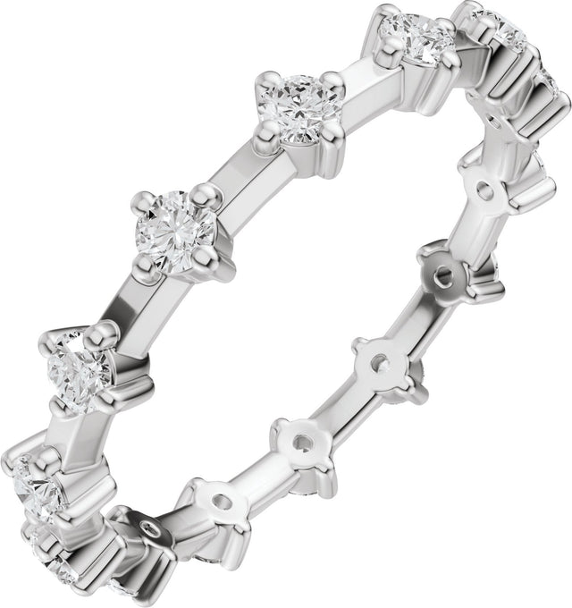 14K Gold Round Lab-Grown Diamond Eternity Band - 2.1mm Stones - White Gold