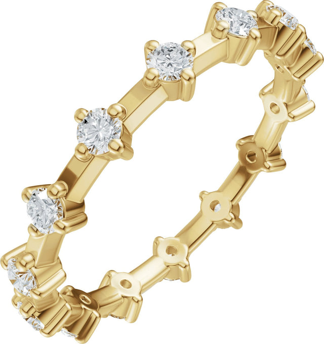 14K Gold Round Lab-Grown Diamond Eternity Band - 2.1mm Stones - Yellow Gold