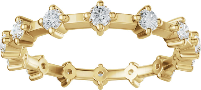 14K Gold Round Natural Diamond Eternity Band - 2.1mm Stones - Yellow Gold - view 3
