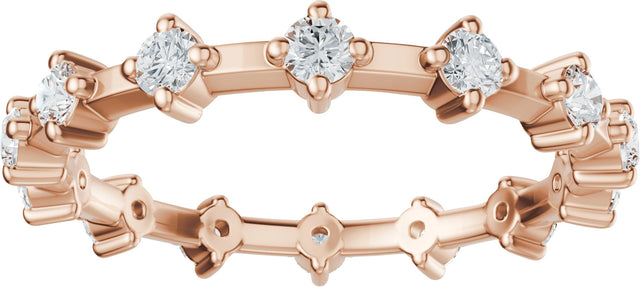 14K Gold Round Natural Diamond Eternity Band - 2.1mm Stones - Rose Gold - view 3