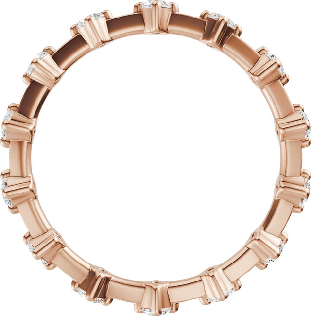14K Gold Round Lab-Grown Diamond Eternity Band - 2.1mm Stones - Rose Gold - view 2