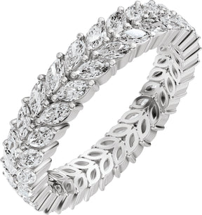 Platinum Marquise Natural Diamond Eternity Band - 3x1.5mm Stones