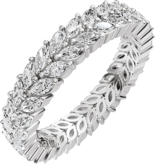 Platinum Marquise Natural Diamond Eternity Band - 3x1.5mm Stones
