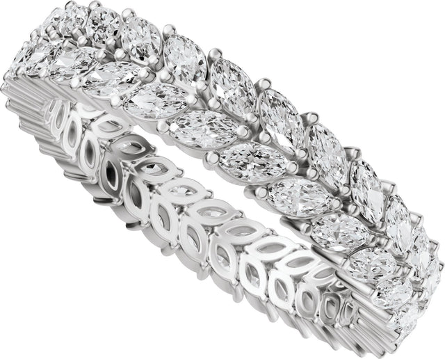 14K Gold Marquise Natural Diamond Eternity Band - 3x1.5mm Stones - White Gold - view 5