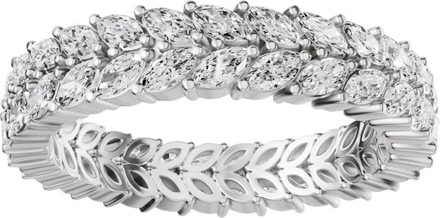 14K Gold Marquise Natural Diamond Eternity Band - 3x1.5mm Stones - White Gold - view 3