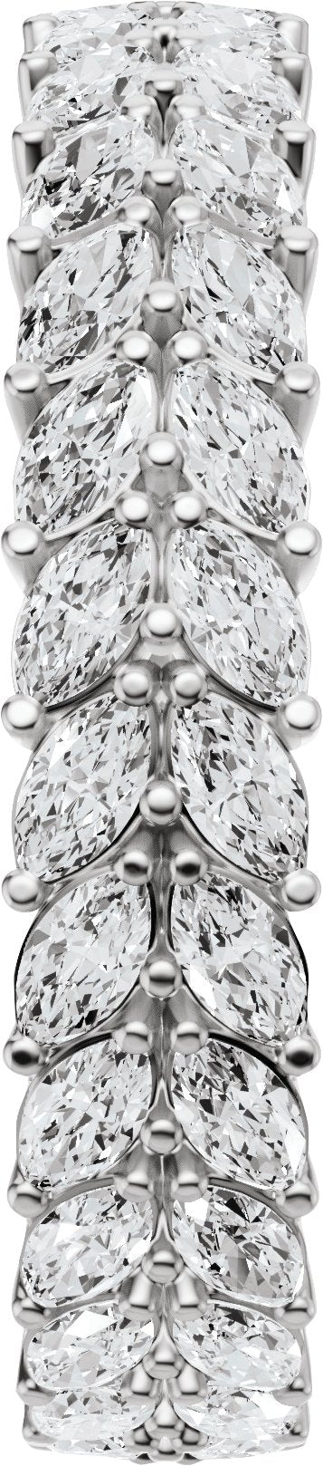 14K Gold Marquise Natural Diamond Eternity Band - 3x1.5mm Stones - White Gold - view 4