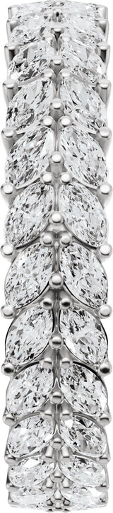 Platinum Marquise Natural Diamond Eternity Band - 3x1.5mm Stones - view 4