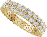 14K Gold Marquise Natural Diamond Eternity Band - 3x1.5mm Stones - Yellow Gold - view 5
