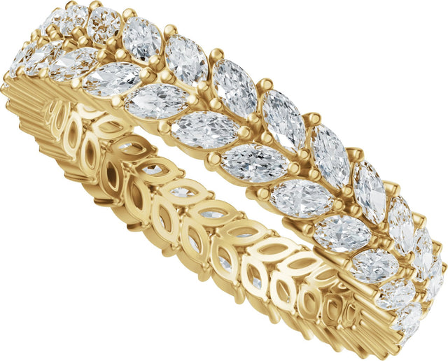 14K Gold Marquise Natural Diamond Eternity Band - 3x1.5mm Stones - Yellow Gold - view 5