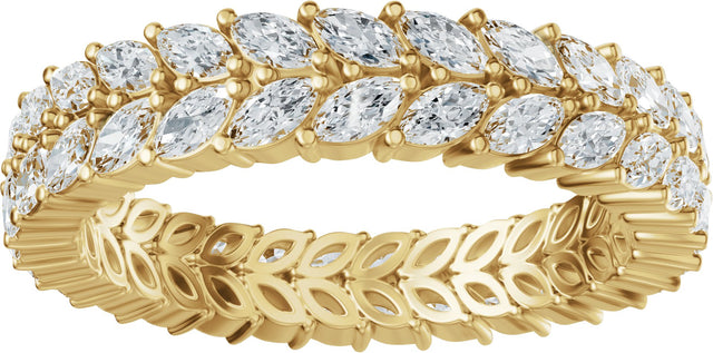 14K Gold Marquise Lab-Grown Diamond Eternity Band - 3x1.5mm Stones - Yellow Gold - view 3