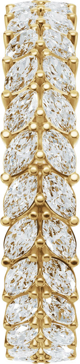 14K Gold Marquise Natural Diamond Eternity Band - 3x1.5mm Stones - Yellow Gold - view 4