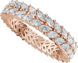 14K Gold Marquise Natural Diamond Eternity Band - 3x1.5mm Stones - Rose Gold - view 5
