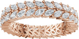 14K Gold Marquise Natural Diamond Eternity Band - 3x1.5mm Stones - Rose Gold - view 3