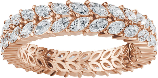 14K Gold Marquise Lab-Grown Diamond Eternity Band - 3x1.5mm Stones - Rose Gold - view 3
