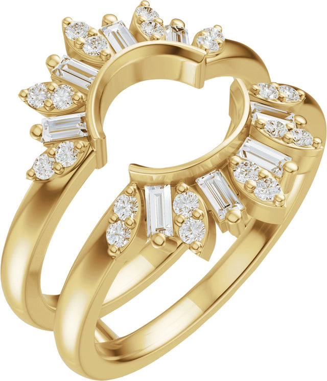 14K Gold Straight Baguette Natural Diamond Ring Guard - 3/8 CTW - Yellow Gold