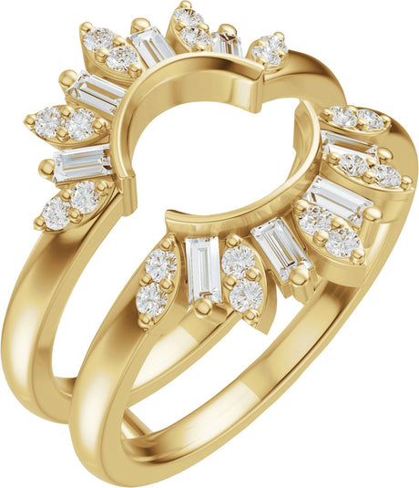 14K Gold Straight Baguette Lab-Grown Diamond Ring Guard - 3/8 CTW - Yellow Gold