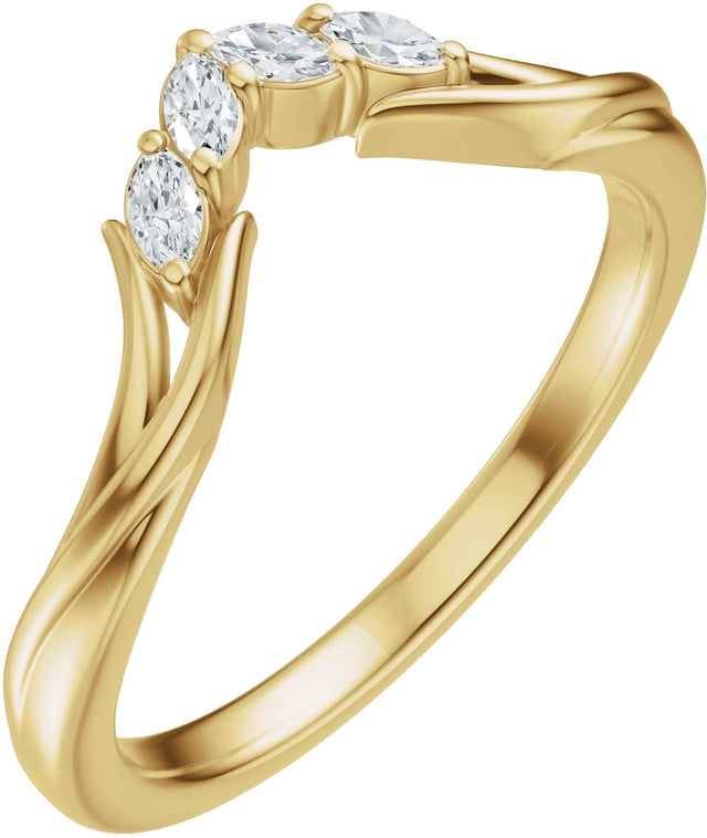 14K Gold Marquise Natural Diamond Contour Band - 1/8 CTW (Style 689541) - Yellow Gold