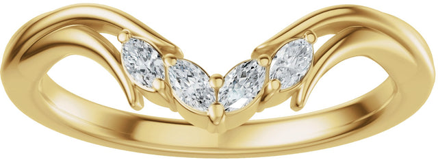 14K Gold Marquise Lab-Grown Diamond Contour Band - 1/8 CTW (Style 689541) - Yellow Gold - view 3