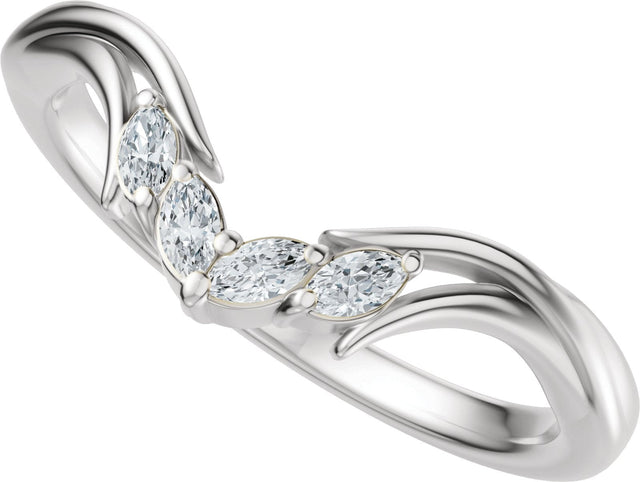 14K Gold Marquise Lab-Grown Diamond Contour Band - 1/8 CTW (Style 689541) - White Gold - view 5