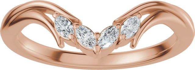 14K Gold Marquise Lab-Grown Diamond Contour Band - 1/8 CTW (Style 689541) - Rose Gold - view 3
