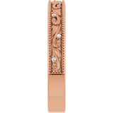 14K Gold Round Lab-Grown Diamond Milgrain Edge Accented Floral Band - 02-06 CTW - Rose Gold - view 9